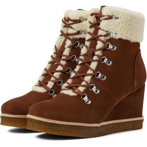 Brown Suede Wedge Boots with Shearling Lining